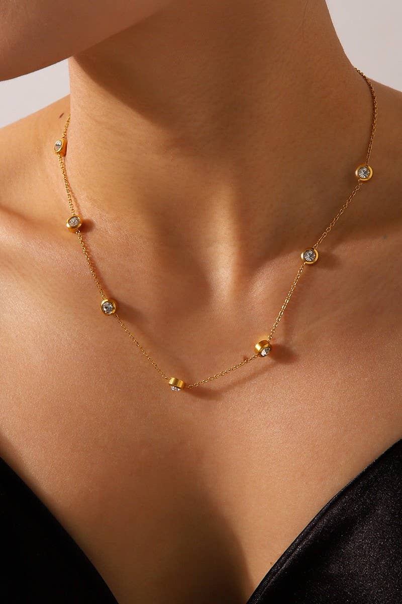 Waterproof Diamond Dot Necklace