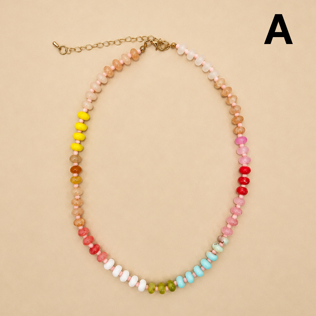 Stone Glass Bead Necklace