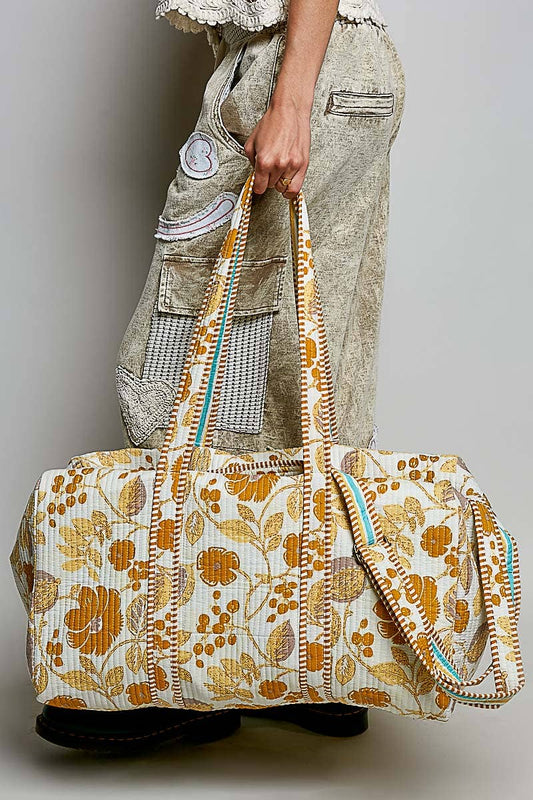 Front Pocket Quilted Adjustable Strap Duffel Bag