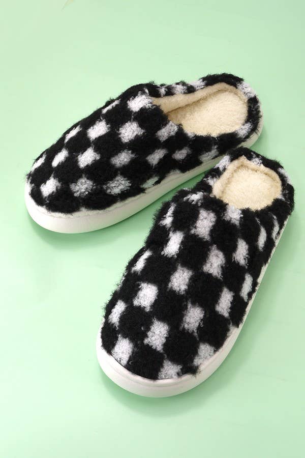 Plush Checker Slippers
