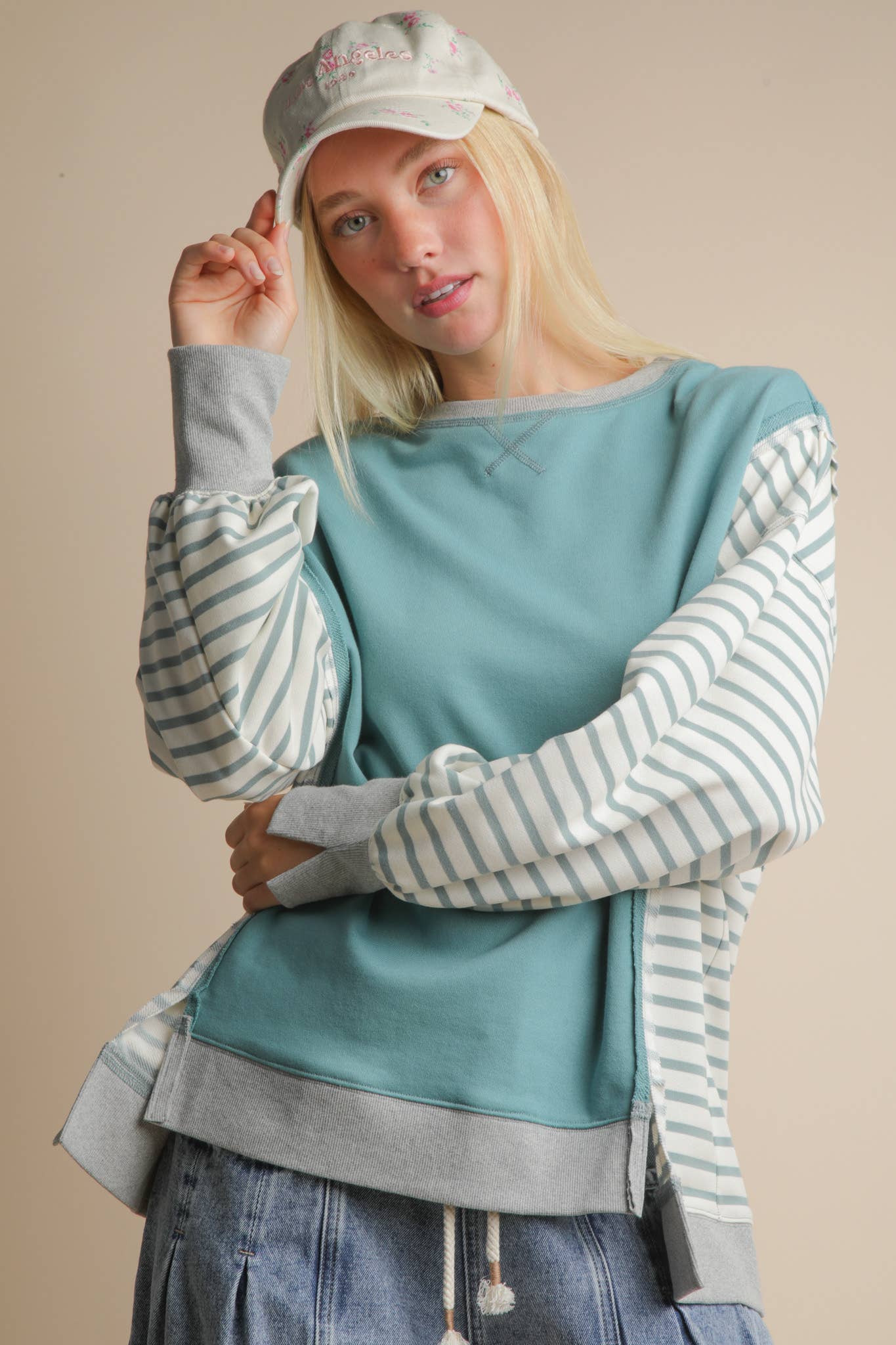 Oversized Striped Casual Knit Top