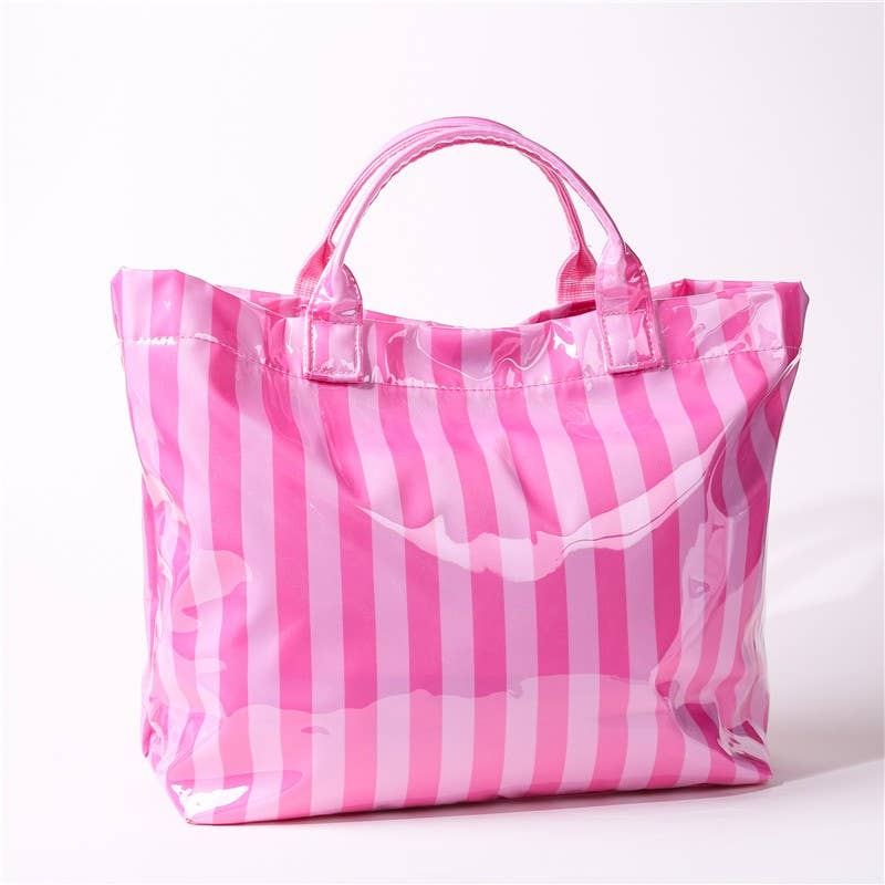 Striped Vinyl Tote Bag