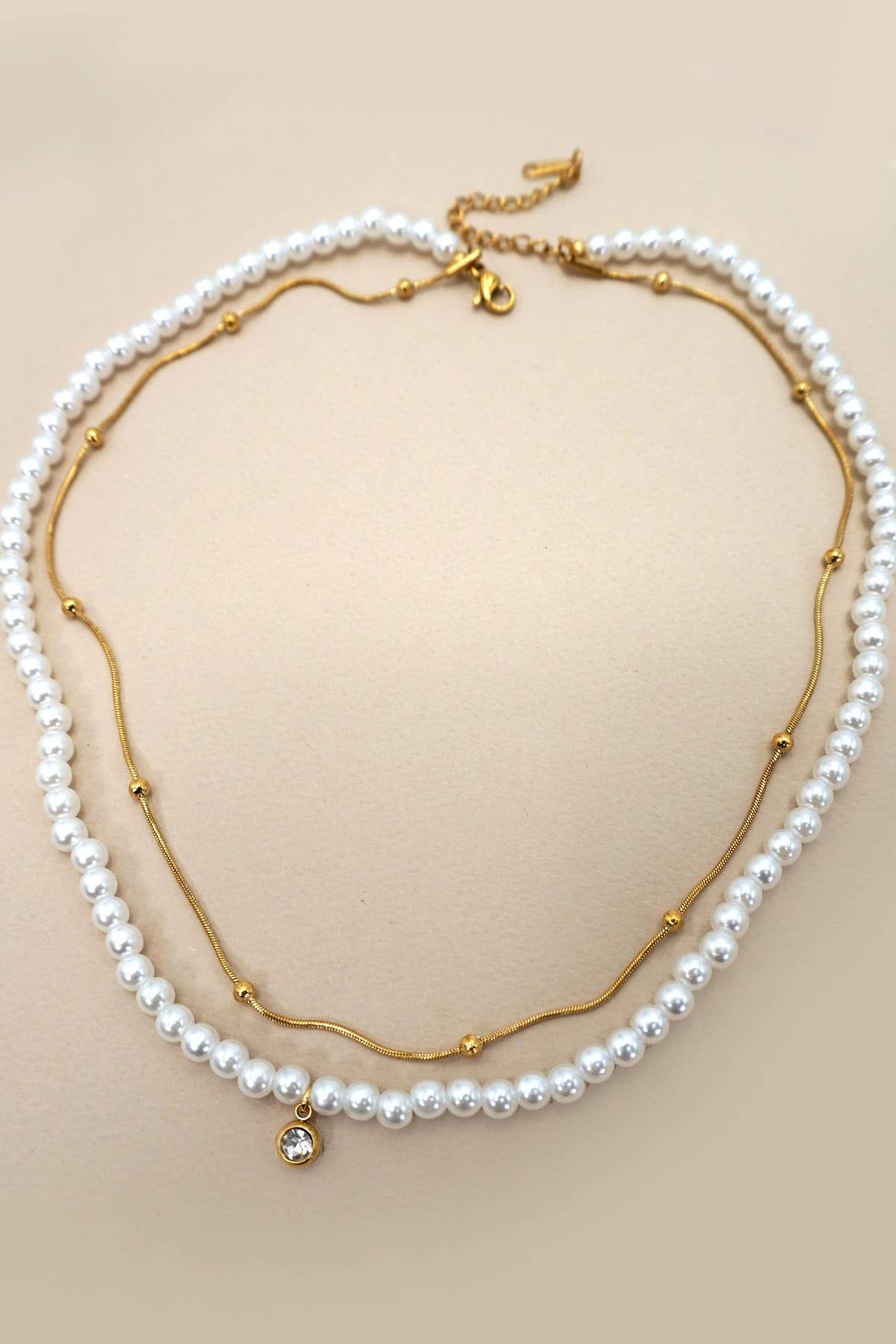 18K Pearl Chain Layer Necklace