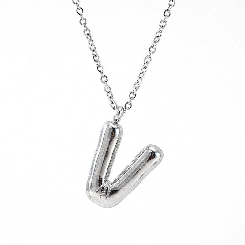 Silver Bubble Initial Necklace