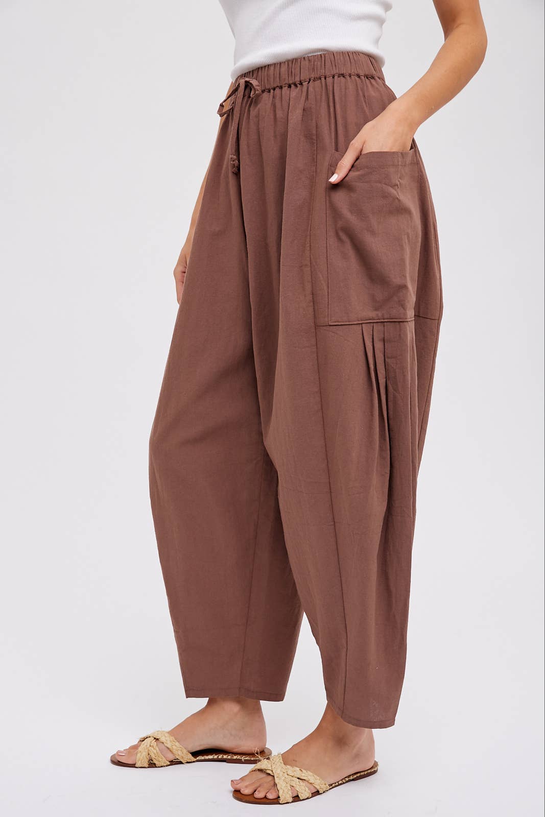 Linen Blend Wide Leg Pants