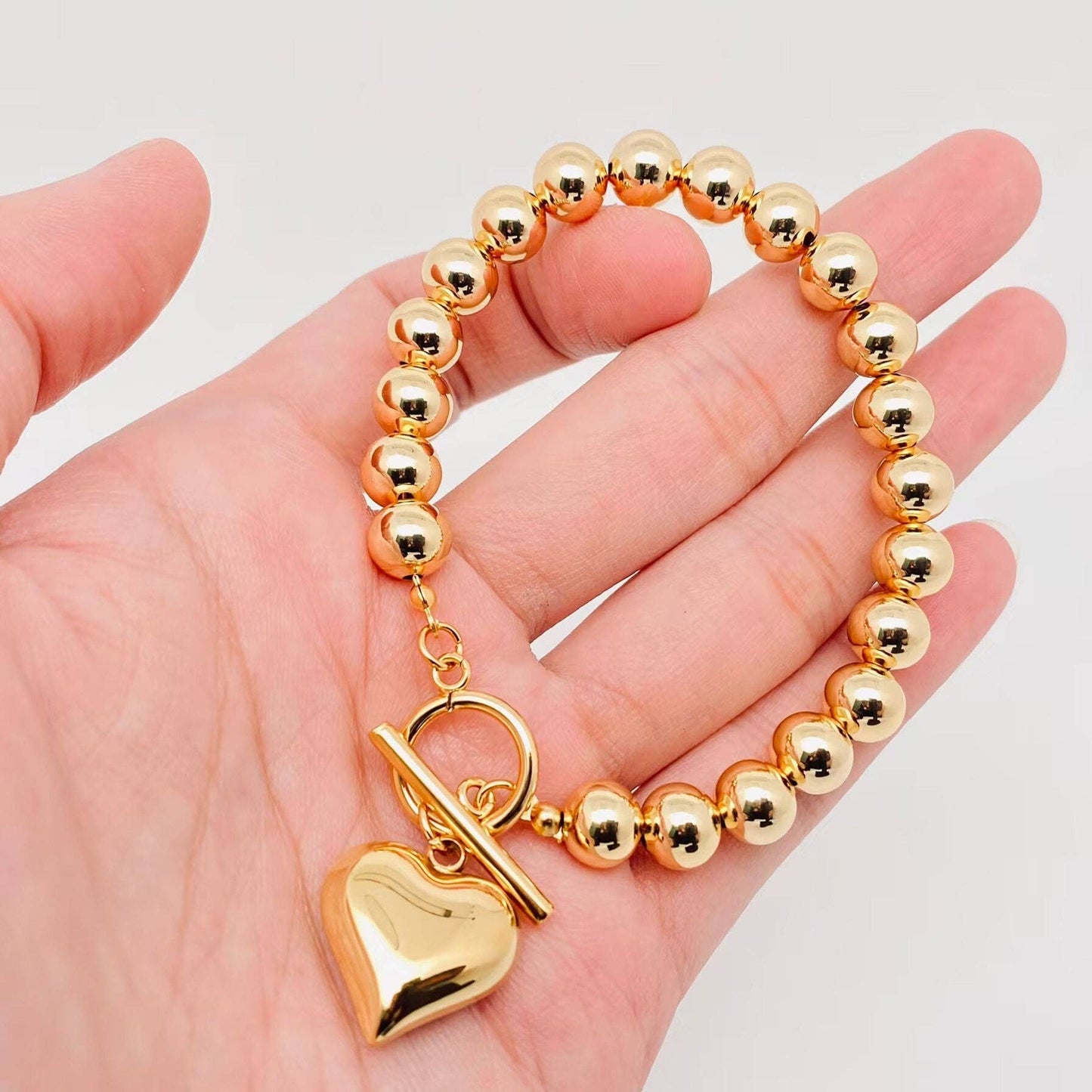 Heart Charm 18K Gold Plated Chain Bracelet