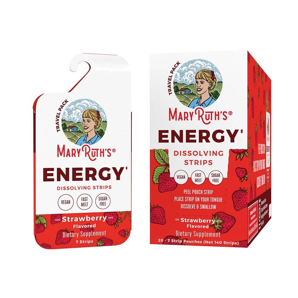 Strawberry Enegy Support Dissolving Strips Travel Pack