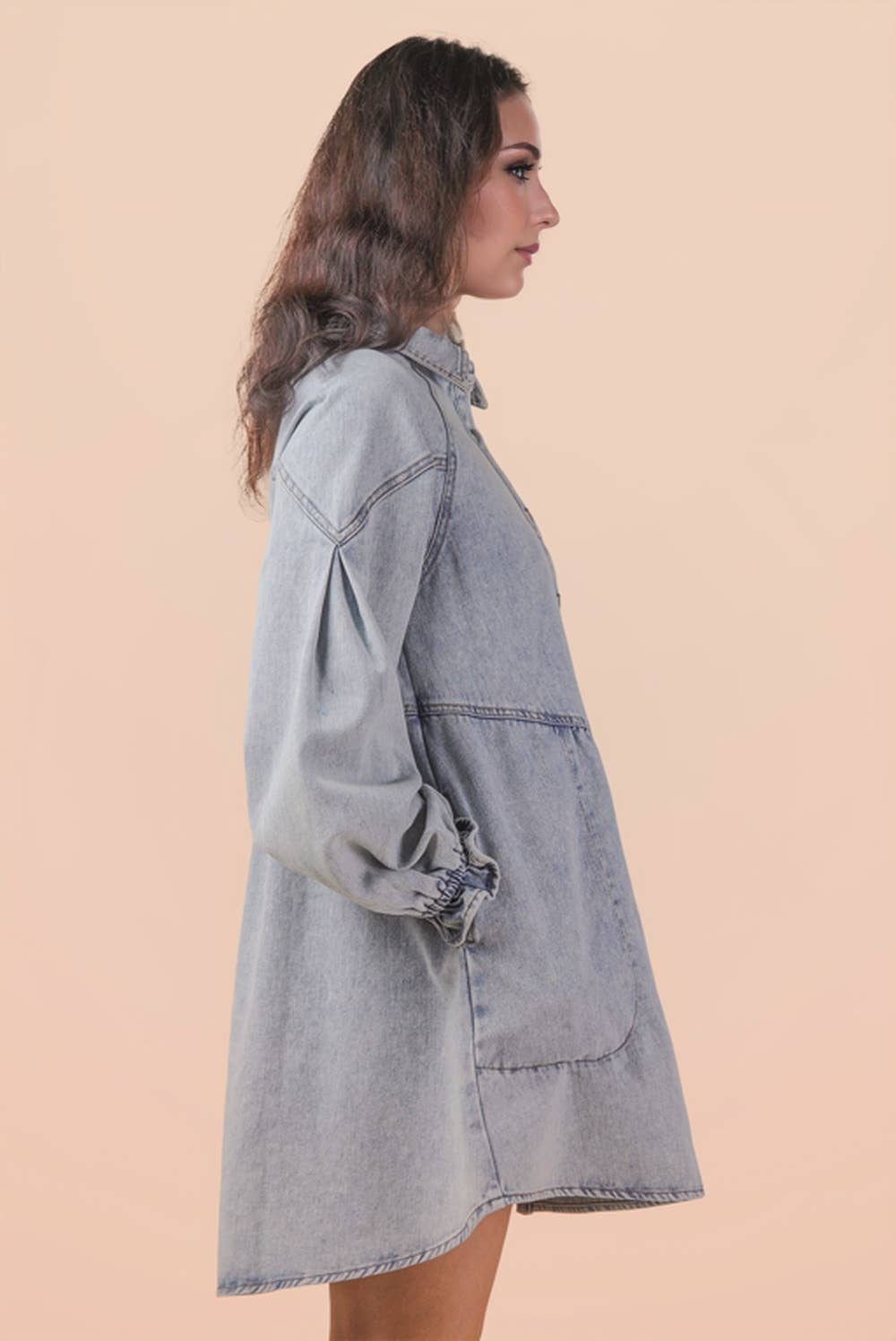 Denim Heart Button Dress