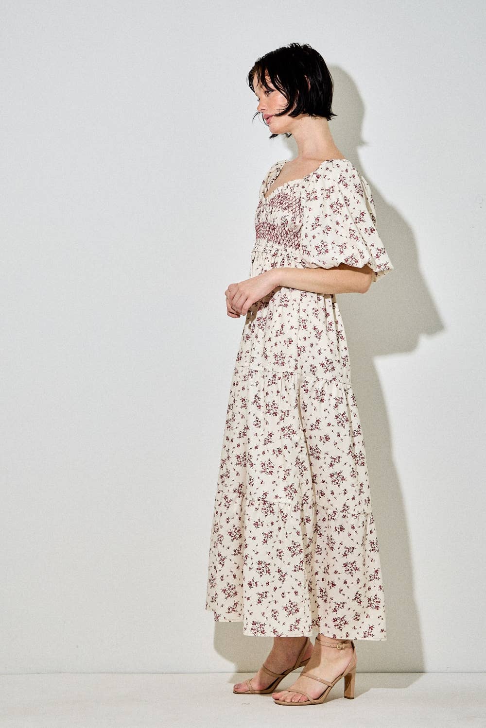 Floral Smocked Detail Maxi Dress