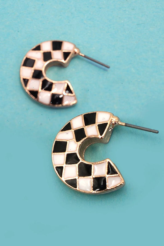 Checkerboard Hoop Earrings