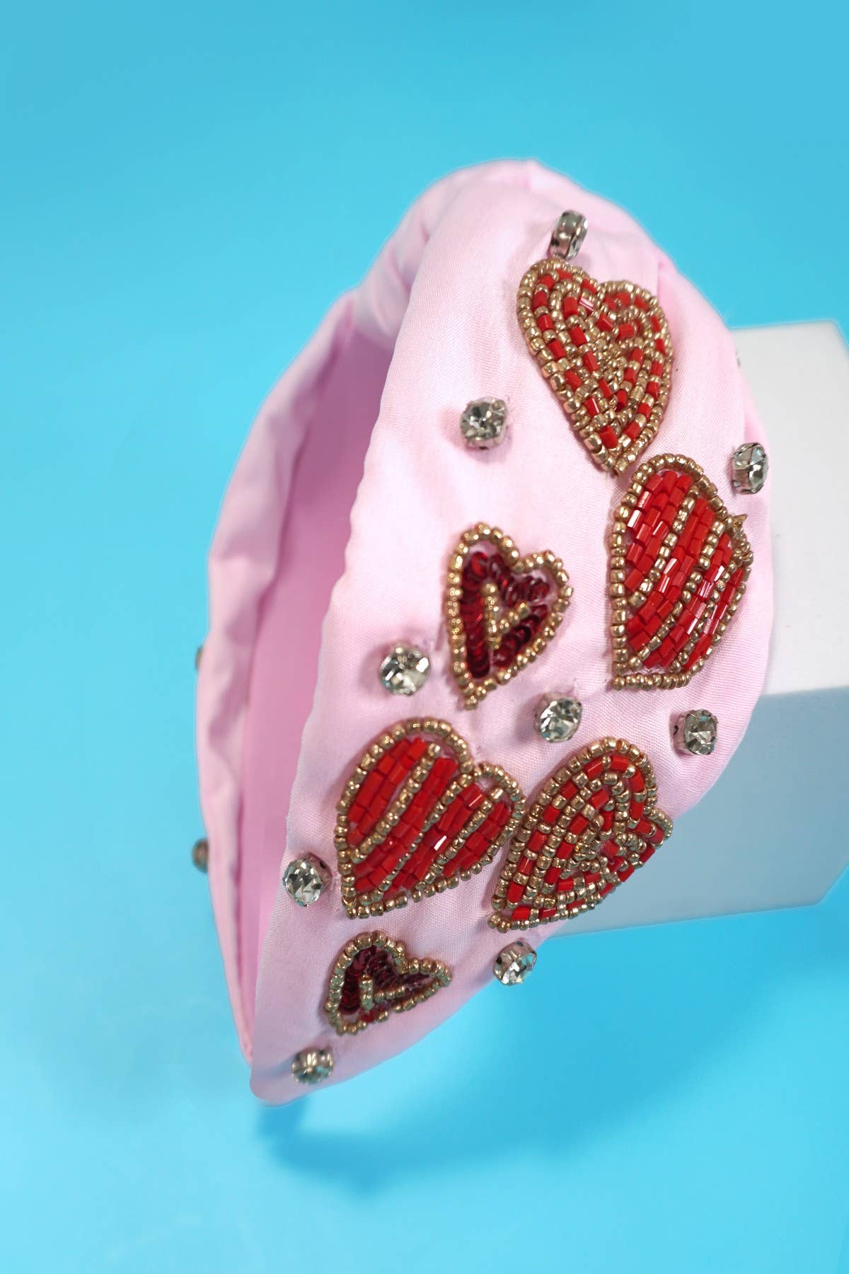 Heart Beaded Pink Headband