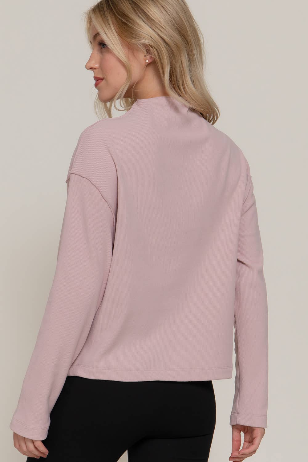 Long Sleeve Overlocked Seams Brushed Rib Top