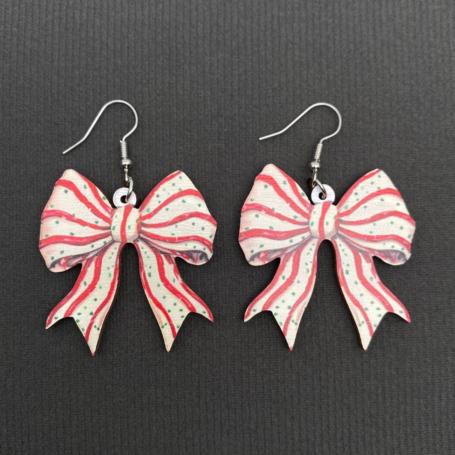 Christmas Bow Wooden Earrings