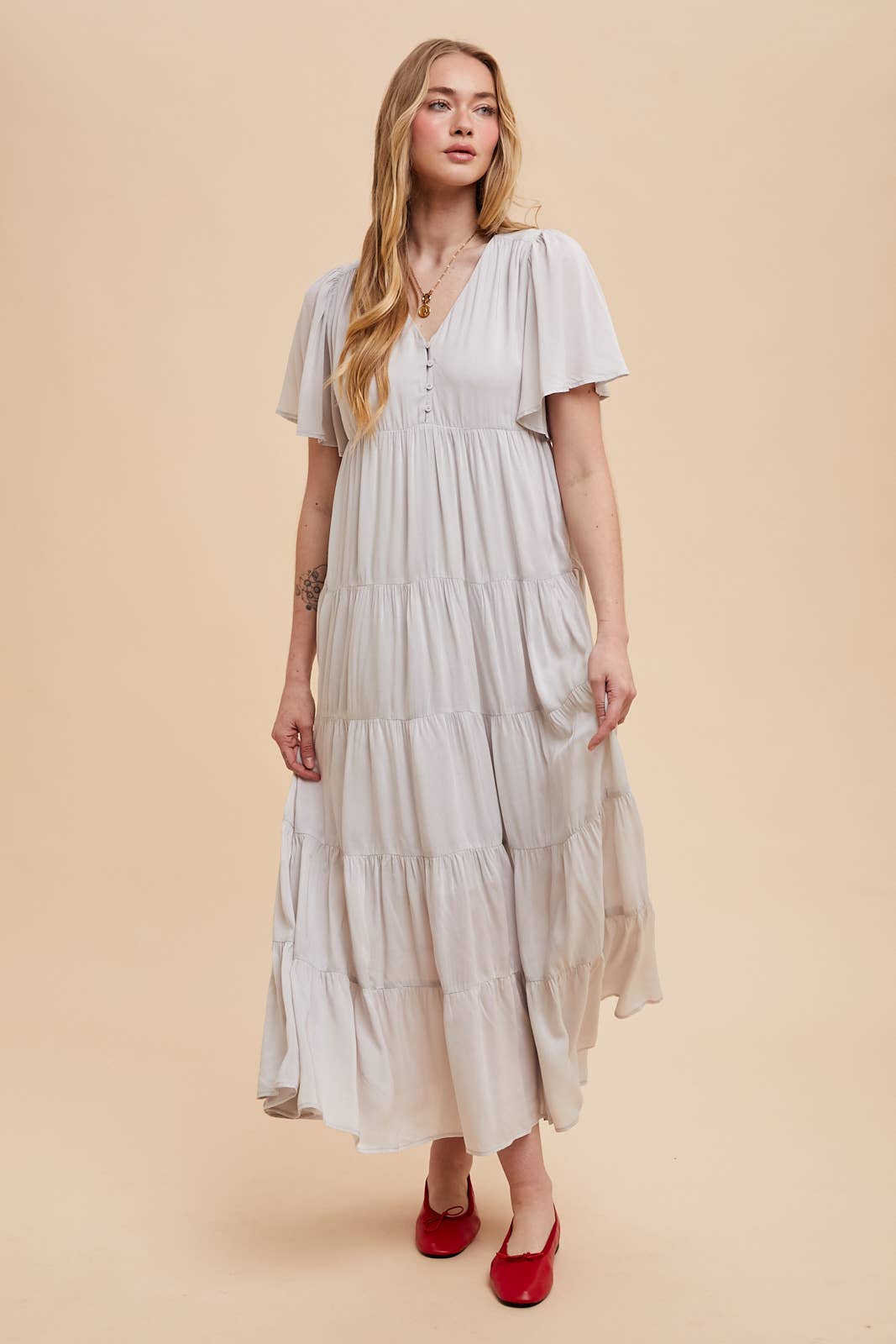 Apricot Flowy Maxi Dress