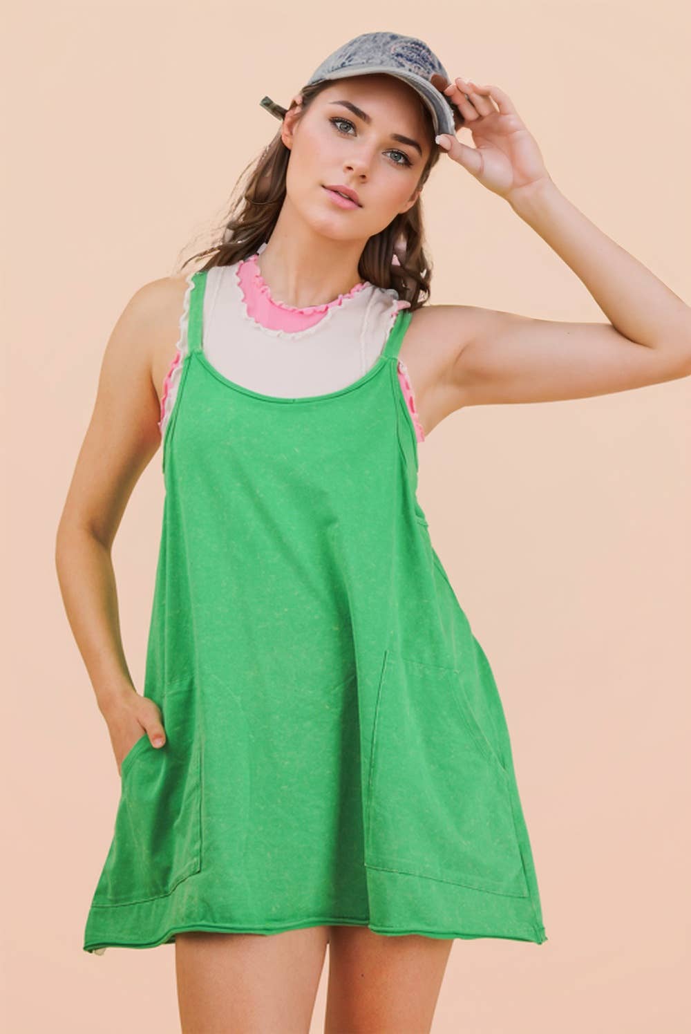 Mineral Washed Dress with Shorts Inside 