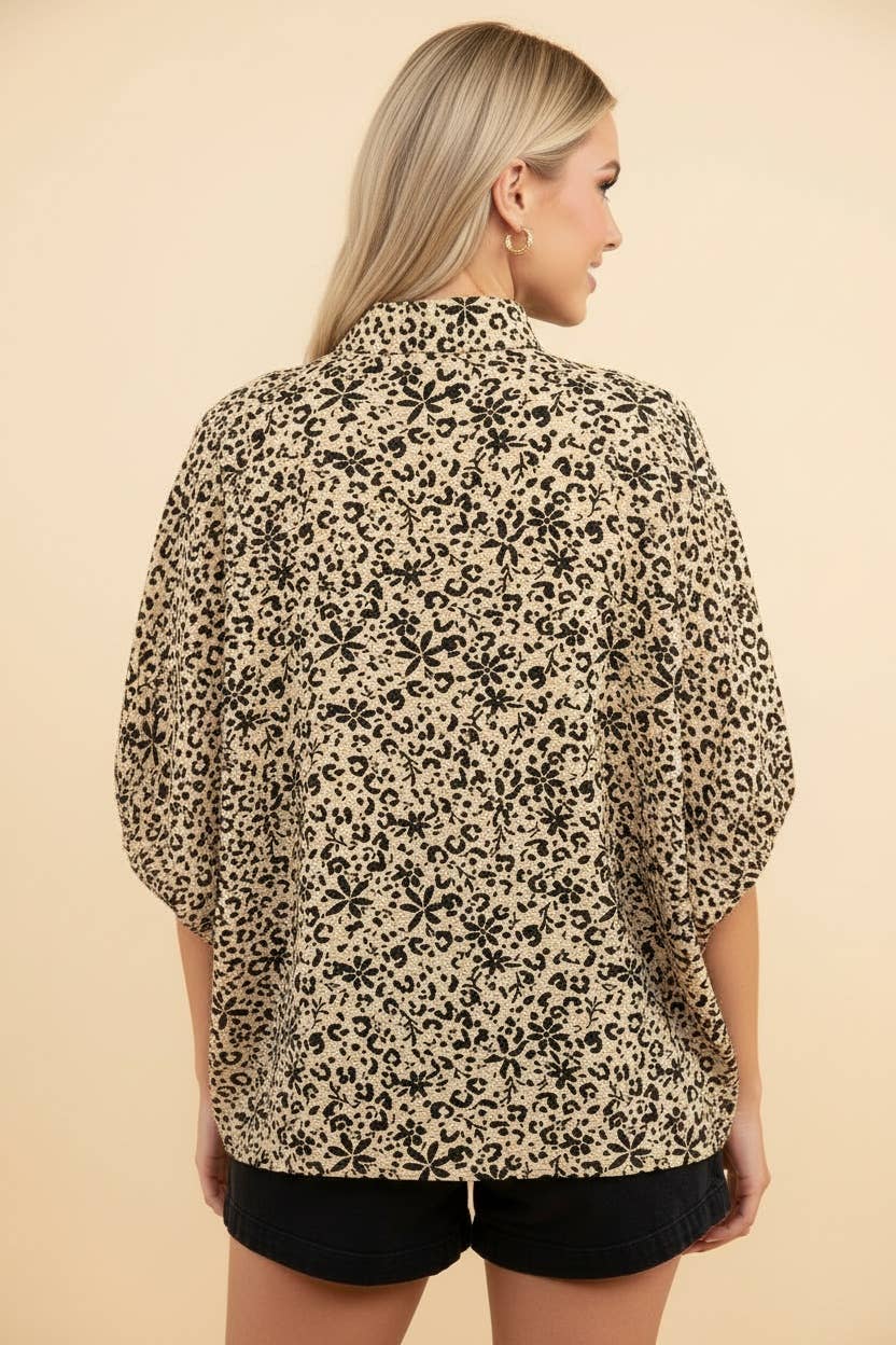 Animal Print V-Neck Blouse