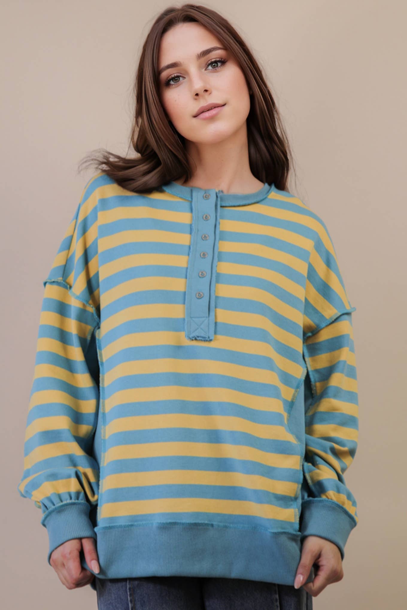 Oversized Striped Rugby Top