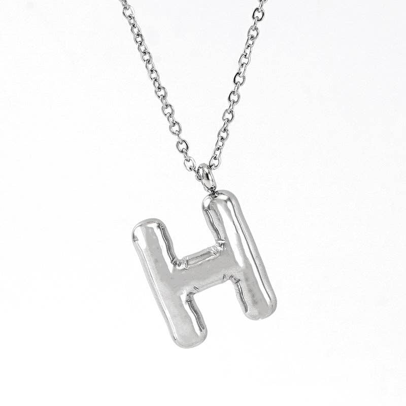 Silver Bubble Initial Necklace