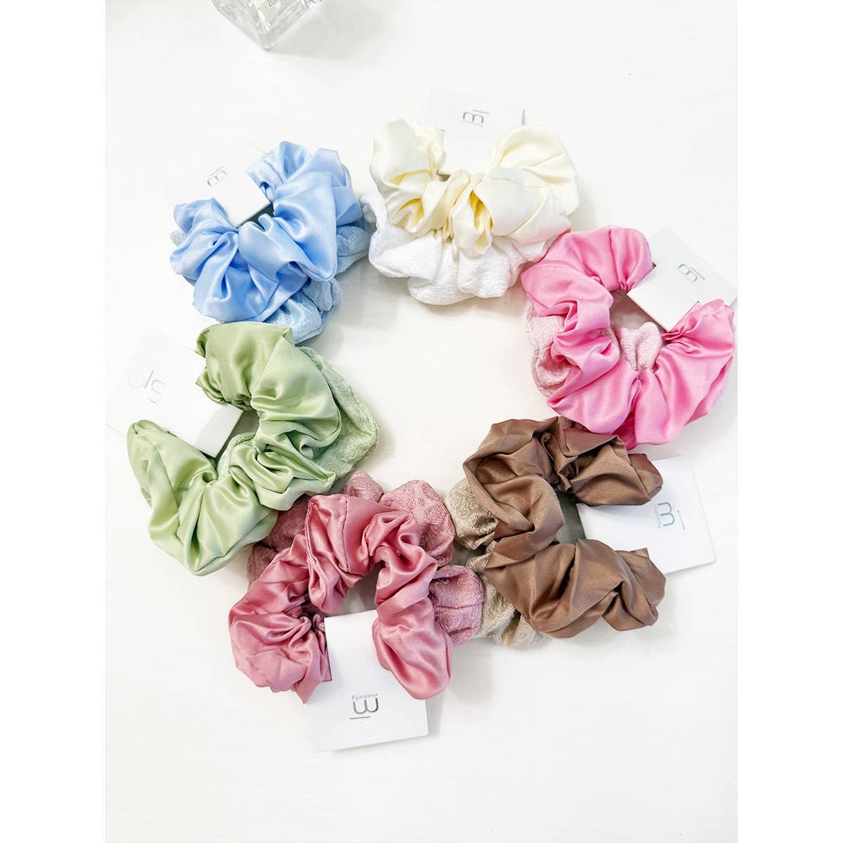 Duo Satin and Textured Scrunchie Set