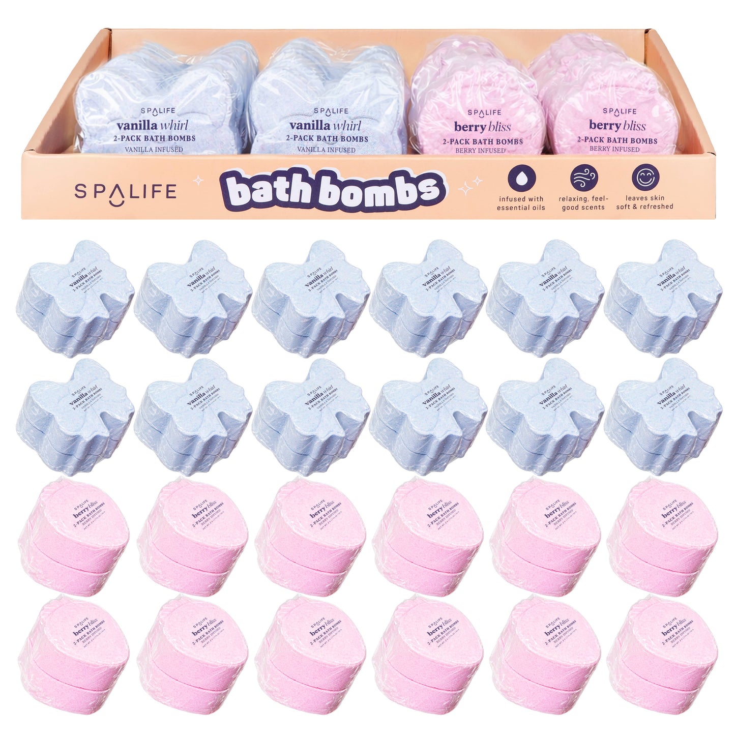 Valentine Duo Bath Bomb Set – 24 Count -Assorted in 2 Styles