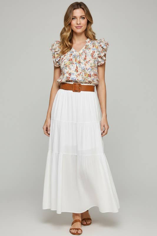 Floral Ruffle Sleeves Top