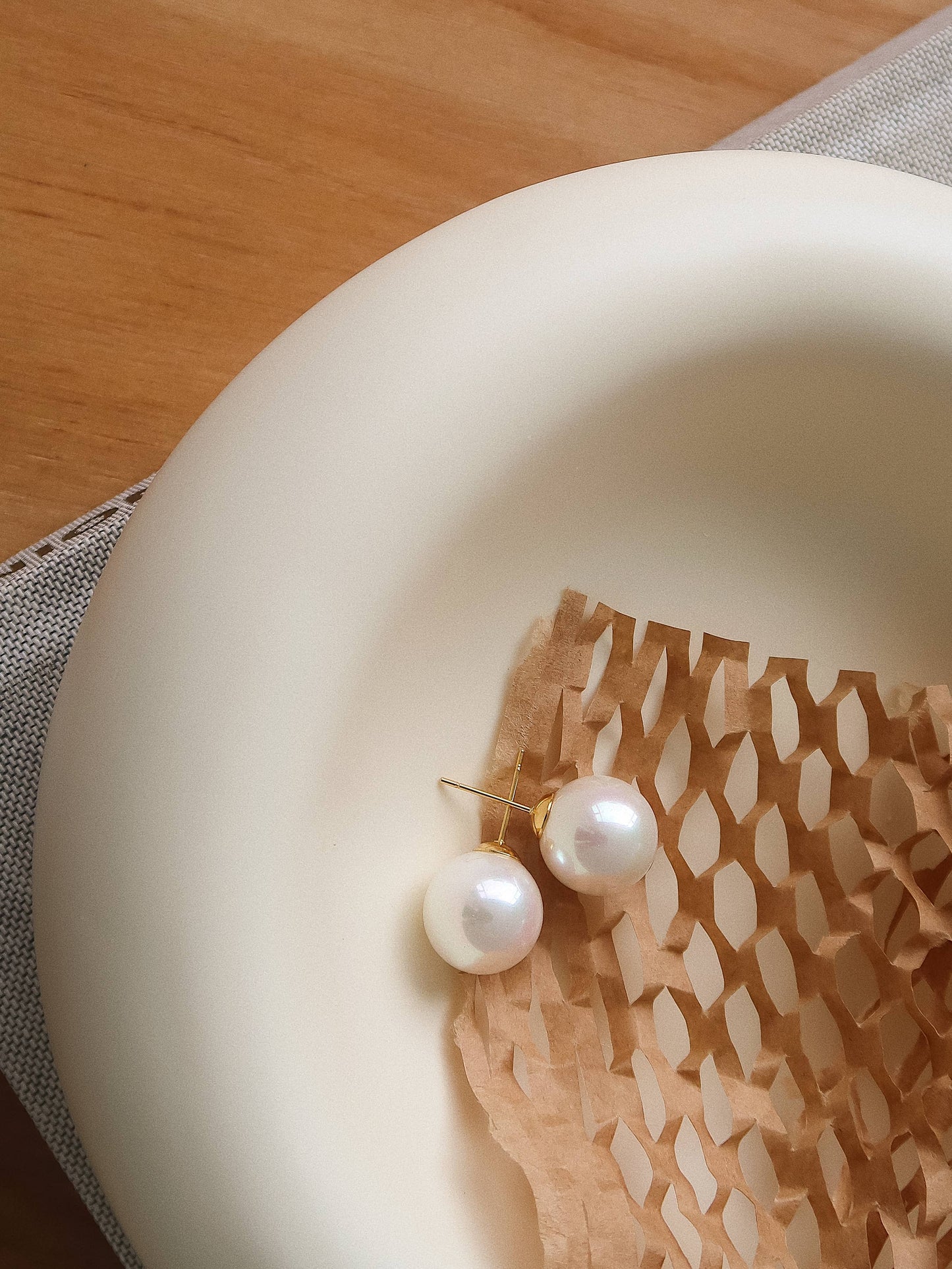 Amrae 18K Gold Non-Tarnish Classic Pearl Stud Earrings