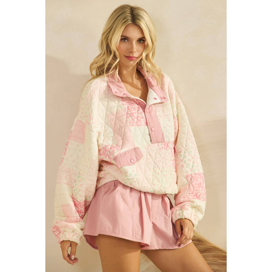 Blush Pink Quilted Pullover