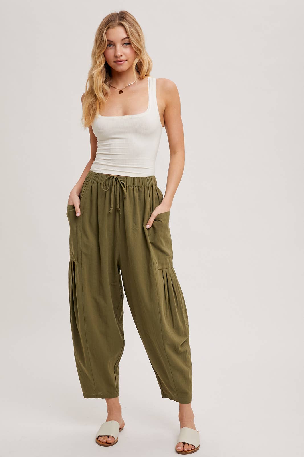 Linen Blend Wide Leg Pants