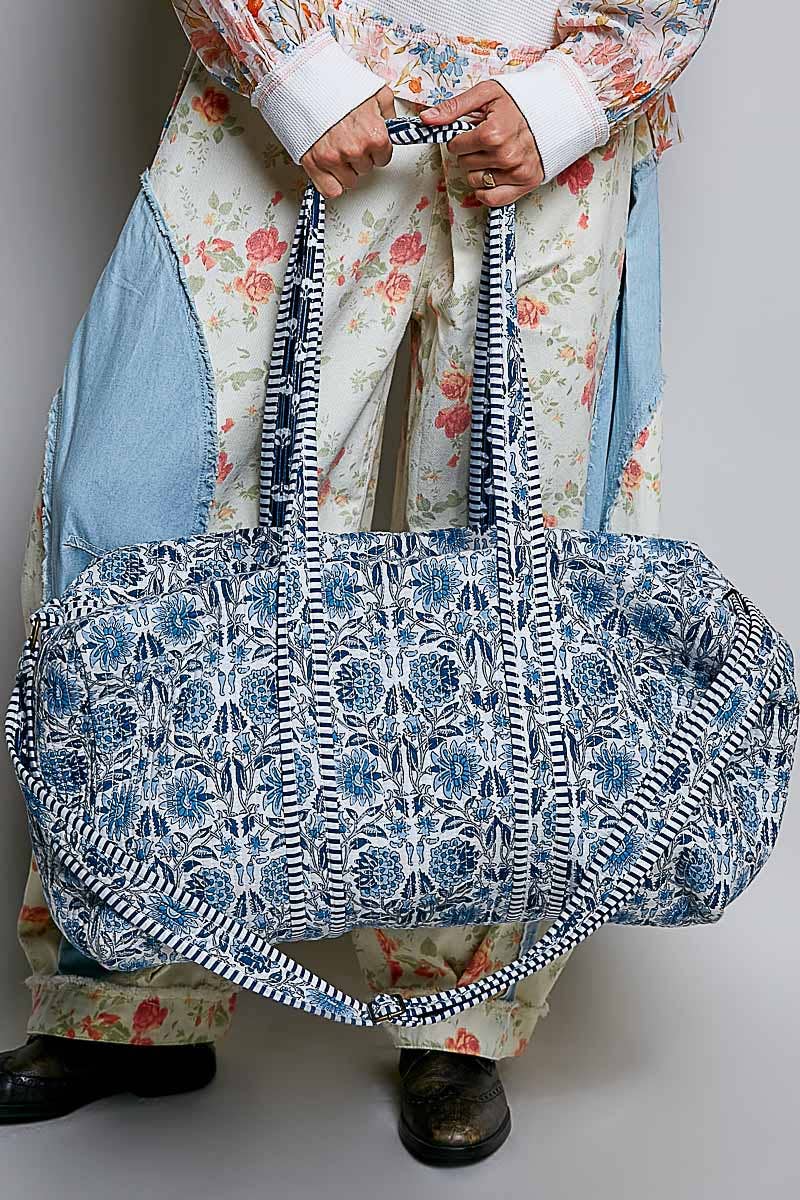 Front Pocket Quilted Adjustable Strap Duffel Bag