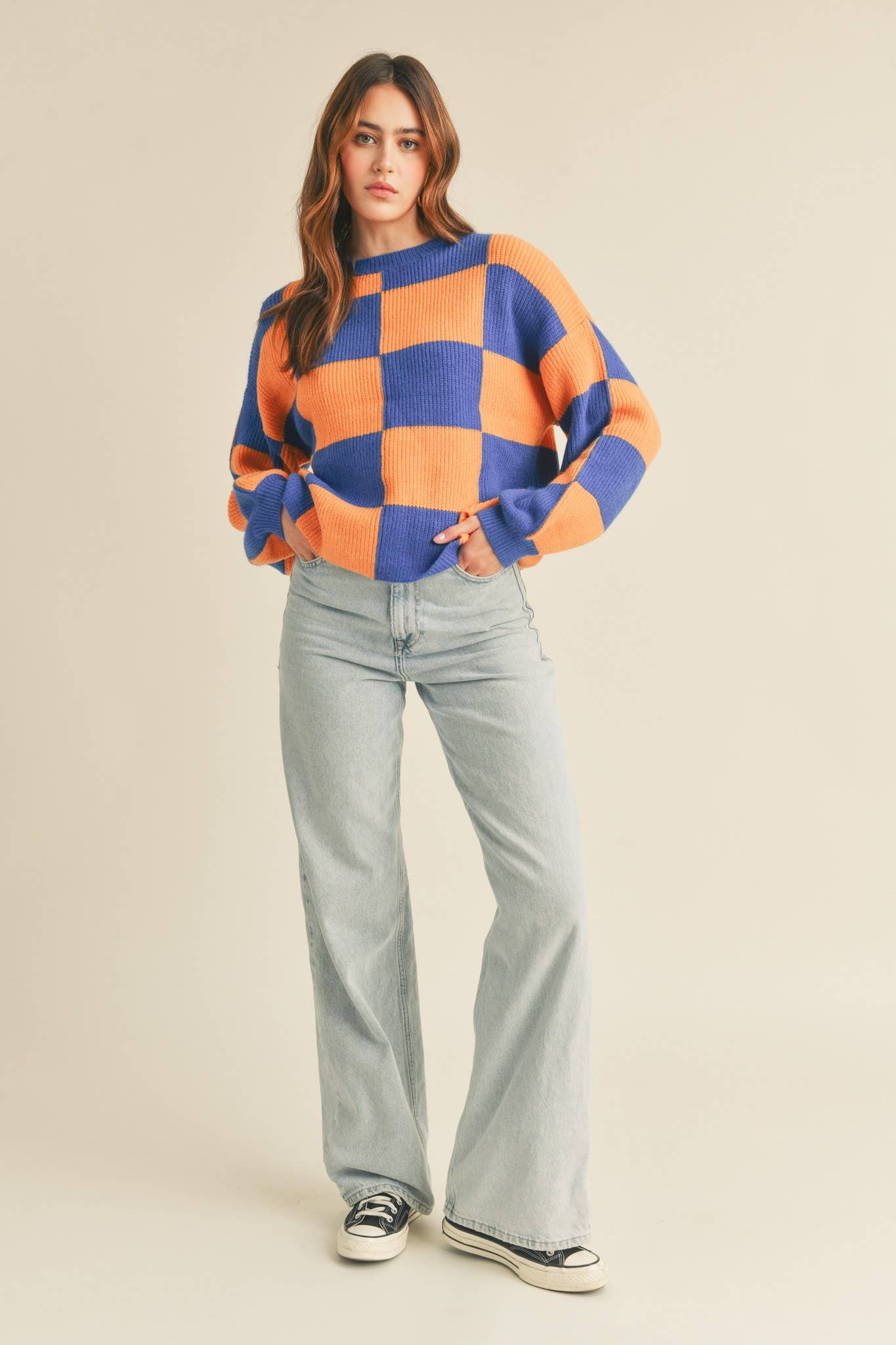 Pink & Yellow Checker Sweater