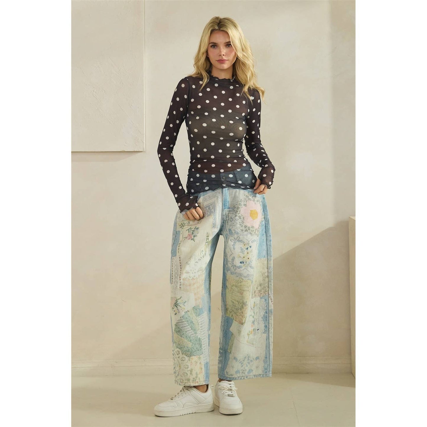 Lace Long Sleeve See Through Top