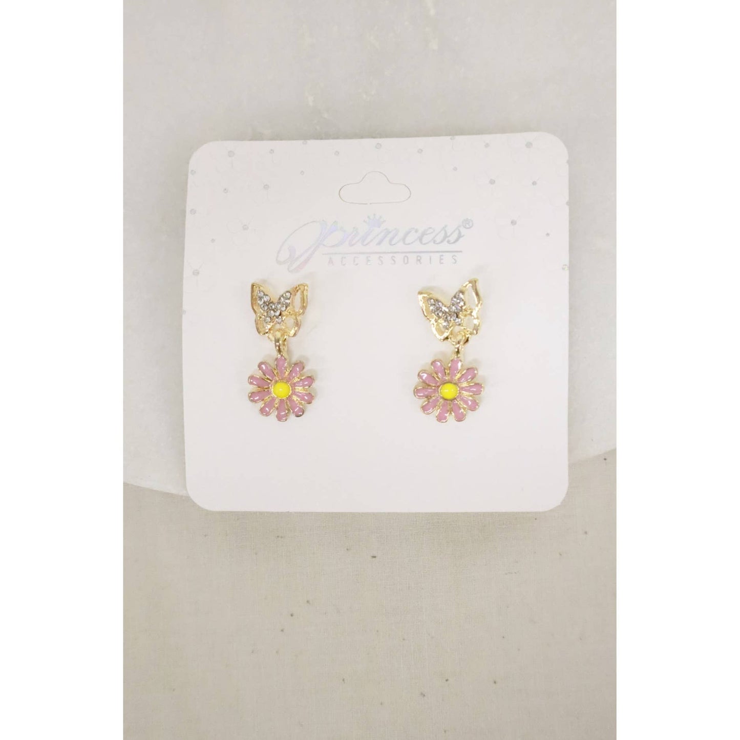 Rhinstone Butterfly and Flower Earring