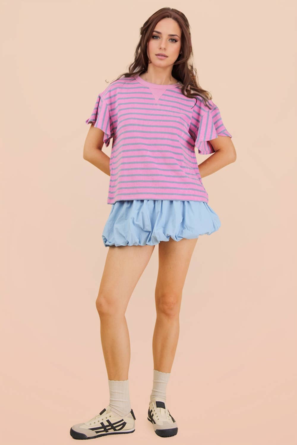 Sophia Ruffle Stripe Knit Top