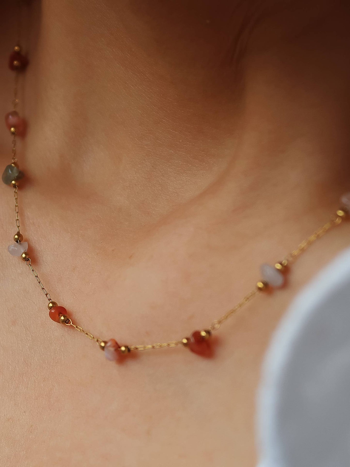 Besse 18K Gold Non-Tarnish Multi Gemstone Necklace, Bracelet