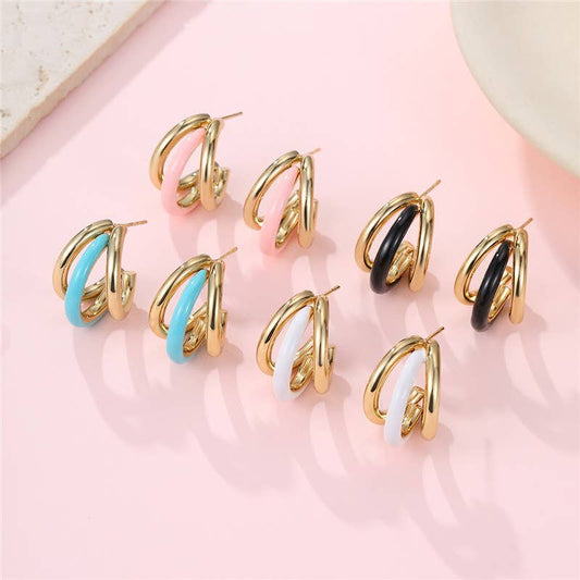 18K Waterproof Pink Hoops