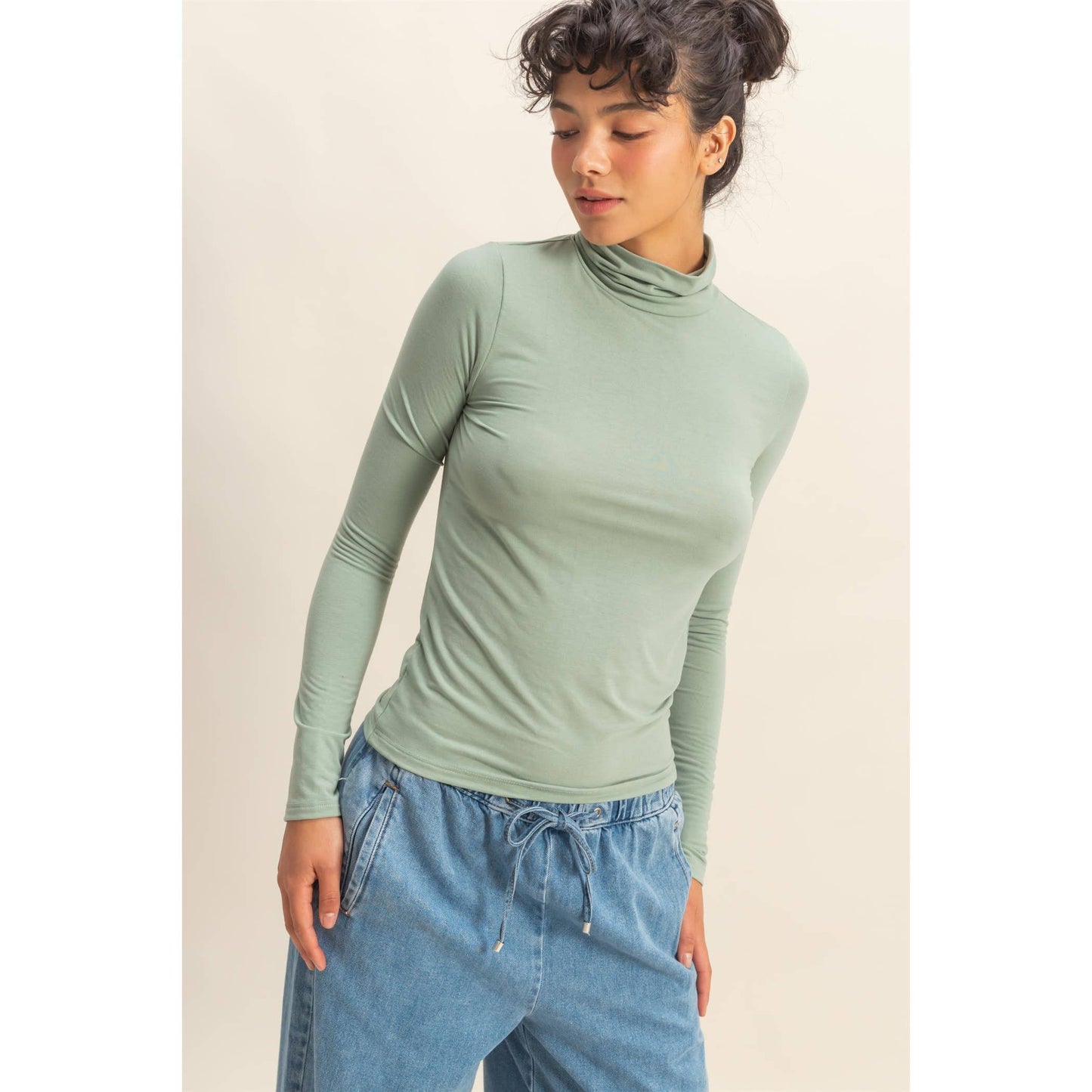 Turtleneck Long Sleeve Fitted Top