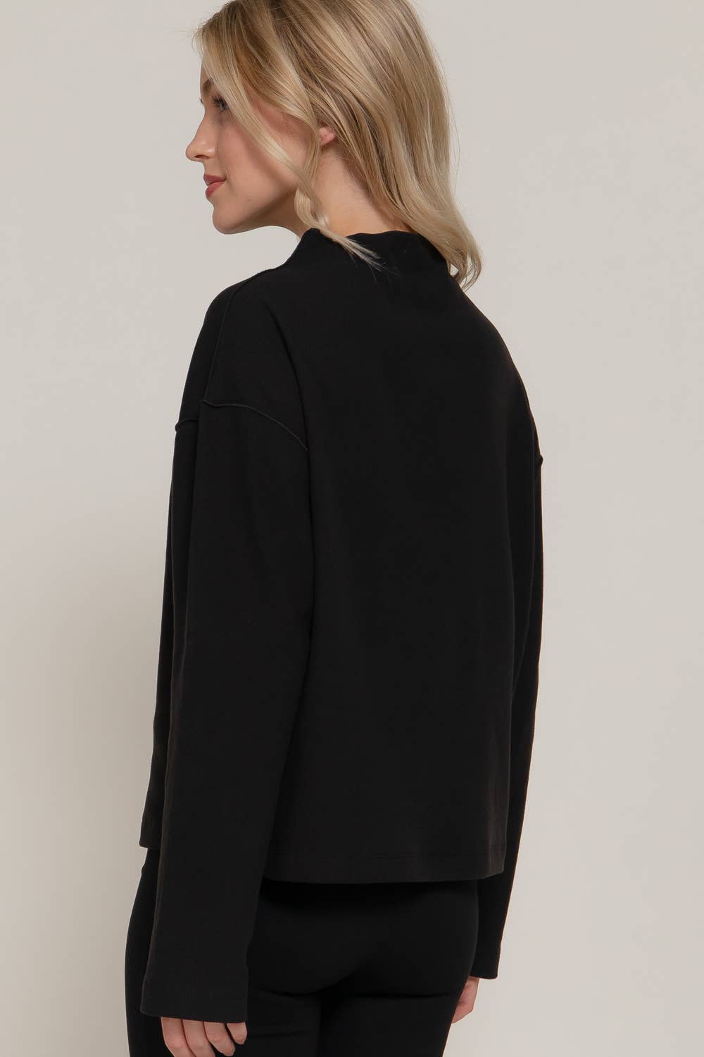Long Sleeve Overlocked Seams Brushed Rib Top