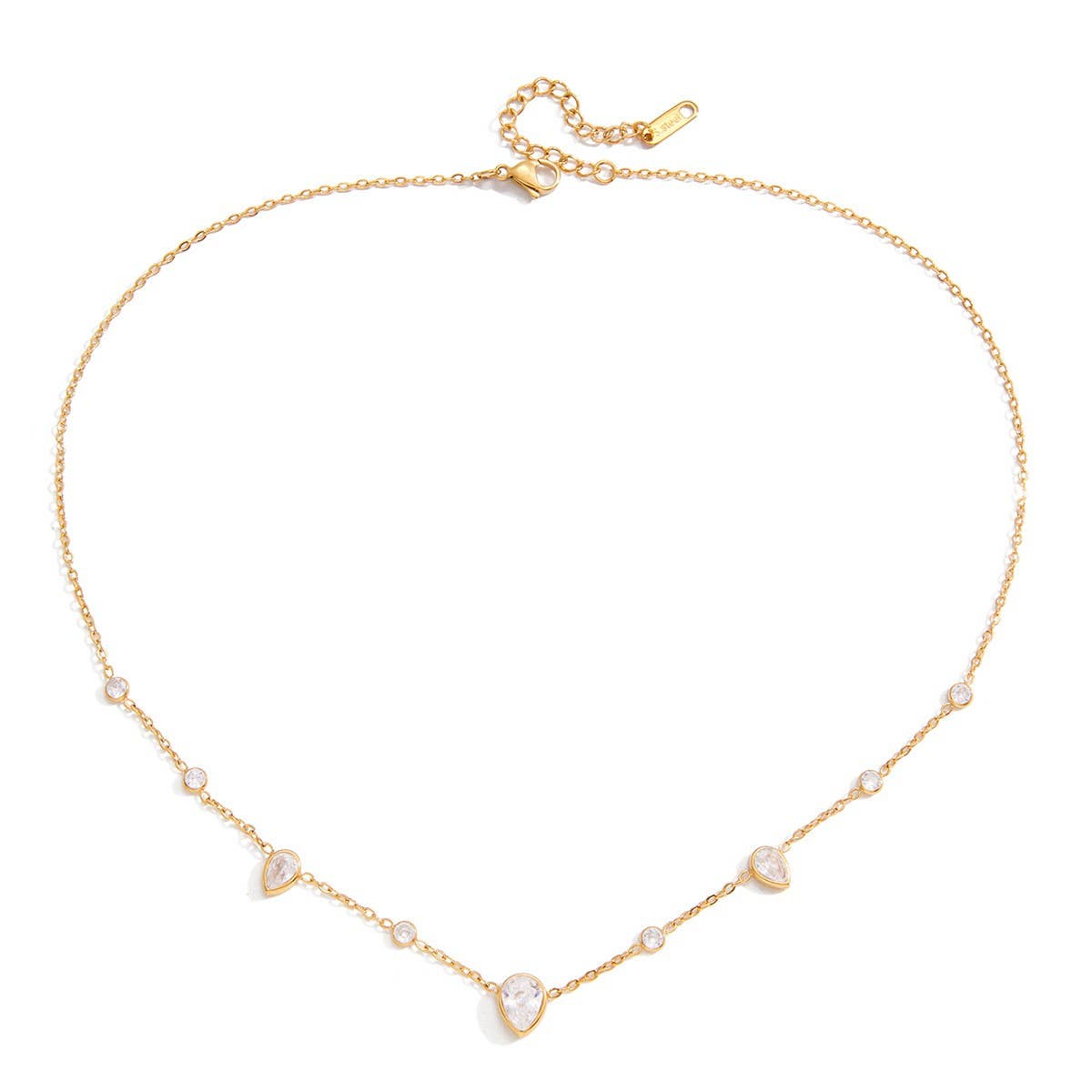Waterproof Pear Crystal Necklace