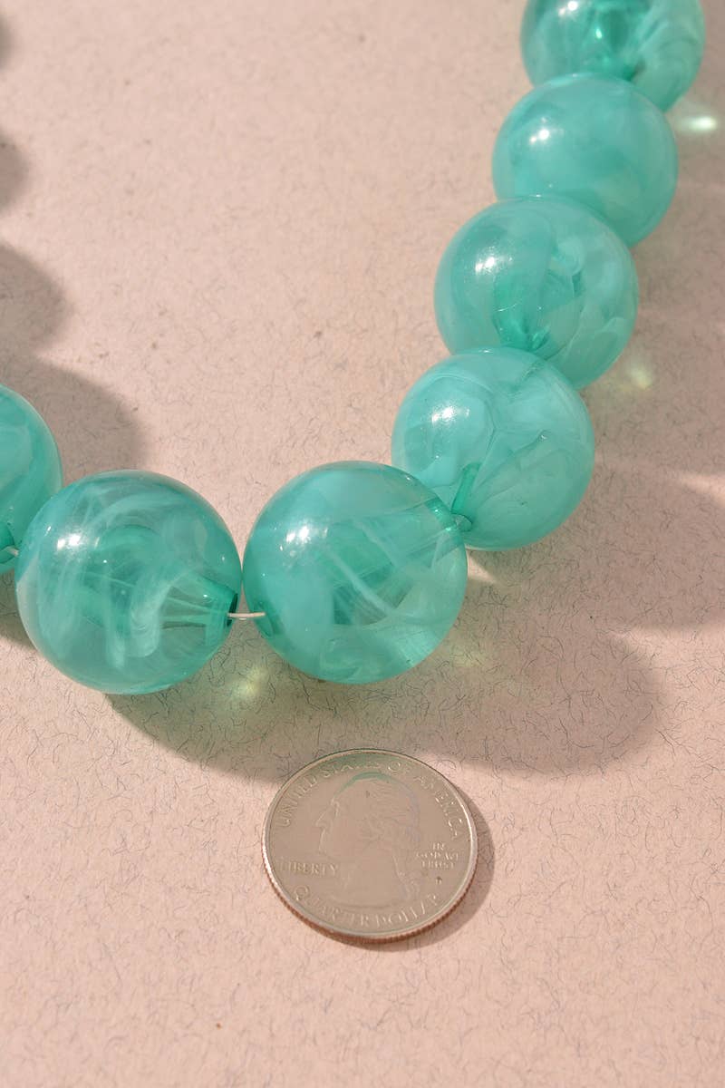 Marbled Round Beaded Statement Necklace