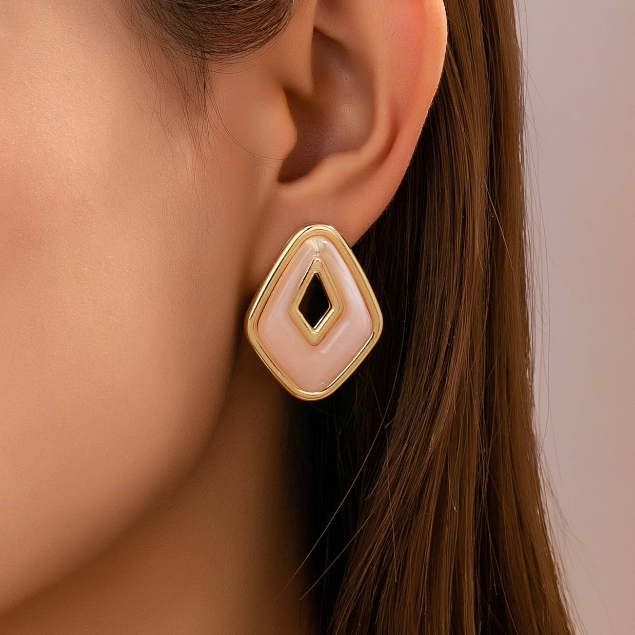 Enamel Pink Cutout Earrings