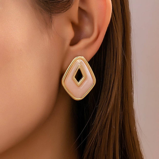 Enamel Pink Cutout Earrings