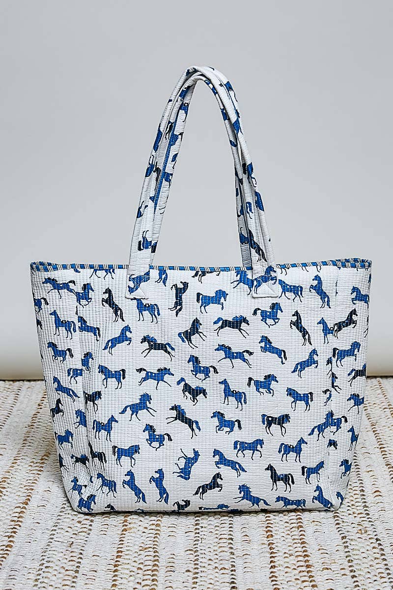 Quilted Textured Woven Printed Jumbo Tote Bag