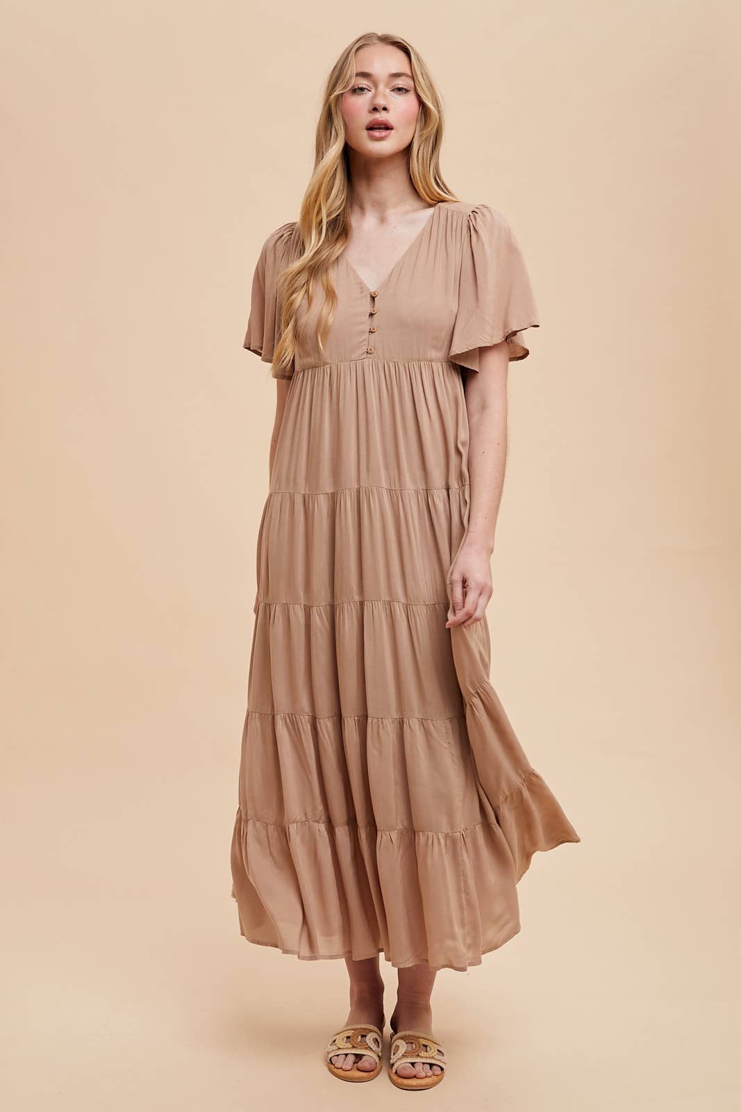Apricot Flowy Maxi Dress