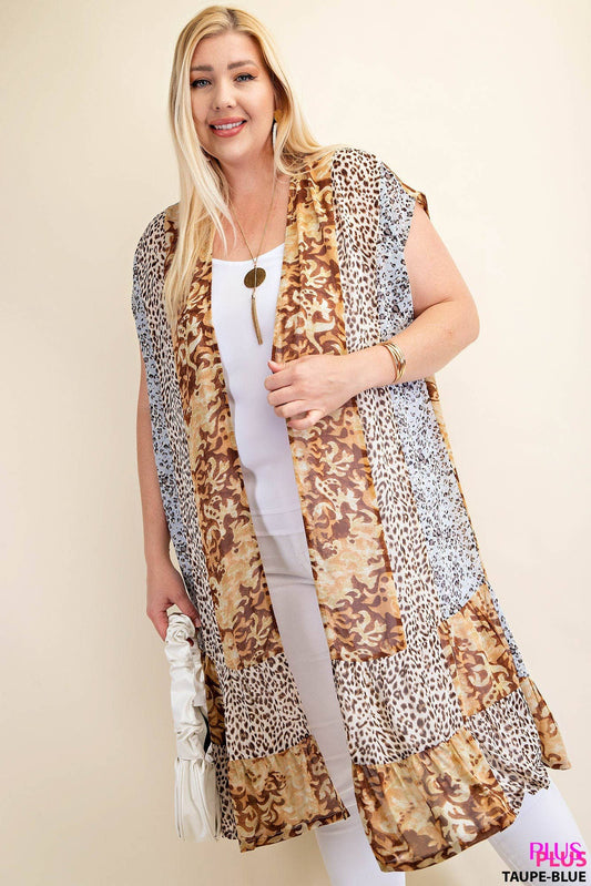 Print Block Long Kimono