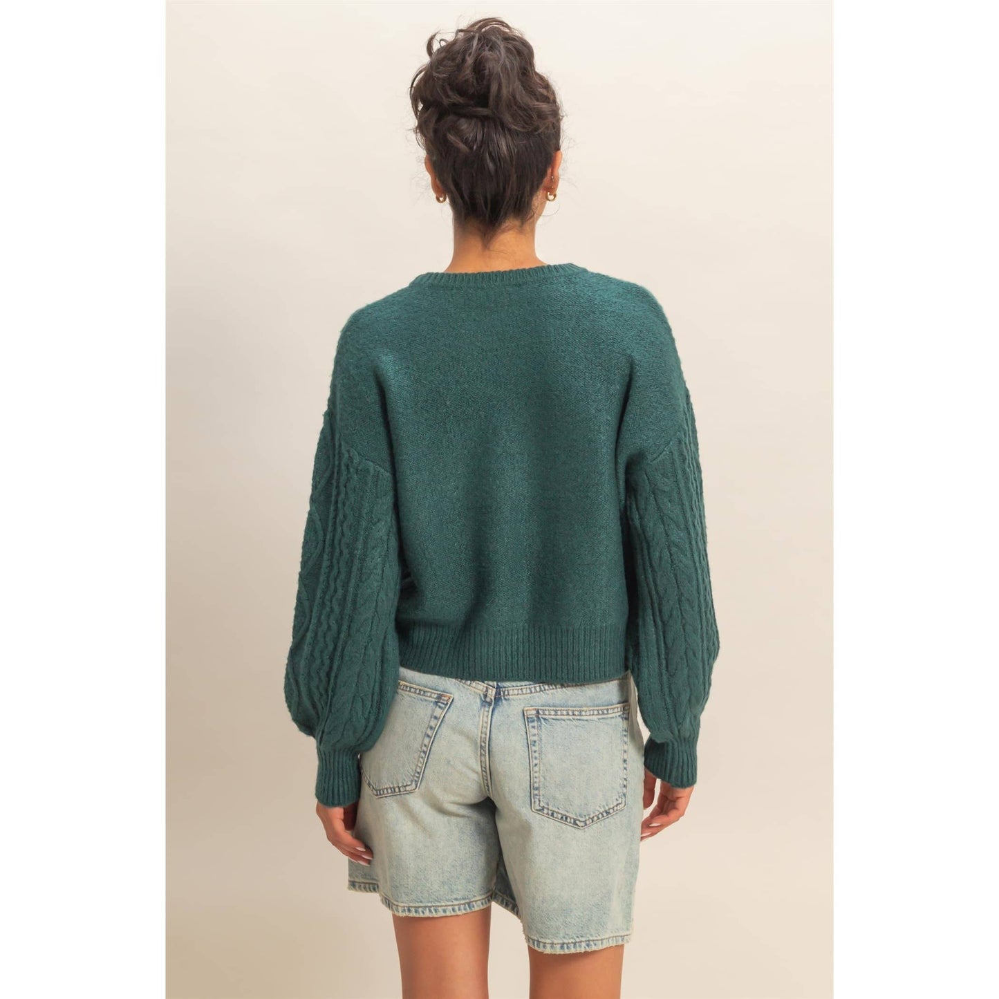 Cable Knit Balloon Sleeve Sweater