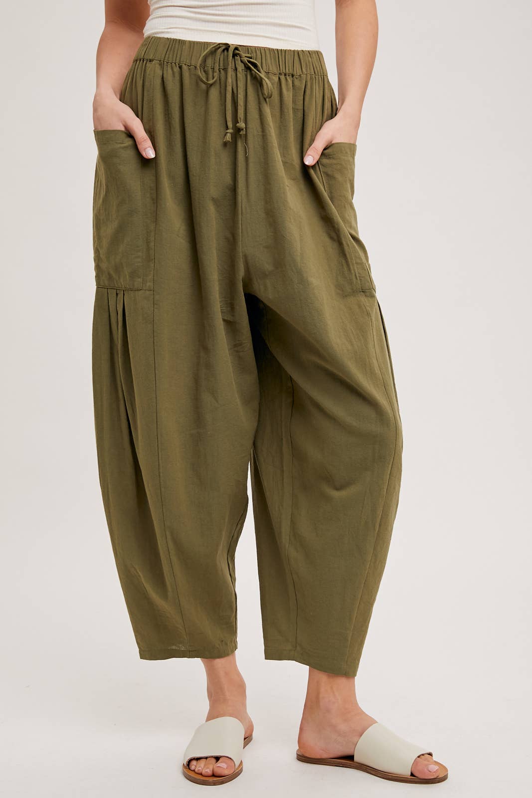 Linen Blend Wide Leg Pants