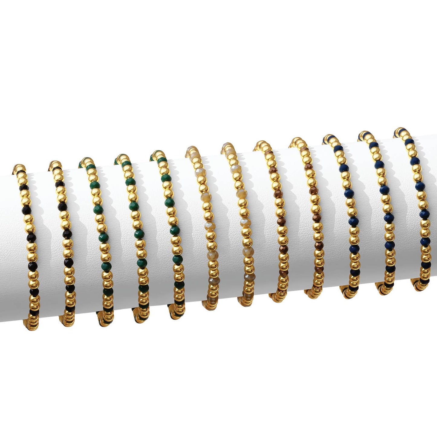 Bead & Crystal Stretch Bracelet -Assorted 4mm