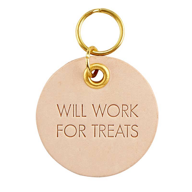 Leather Pet Tag - Will Work for Treats