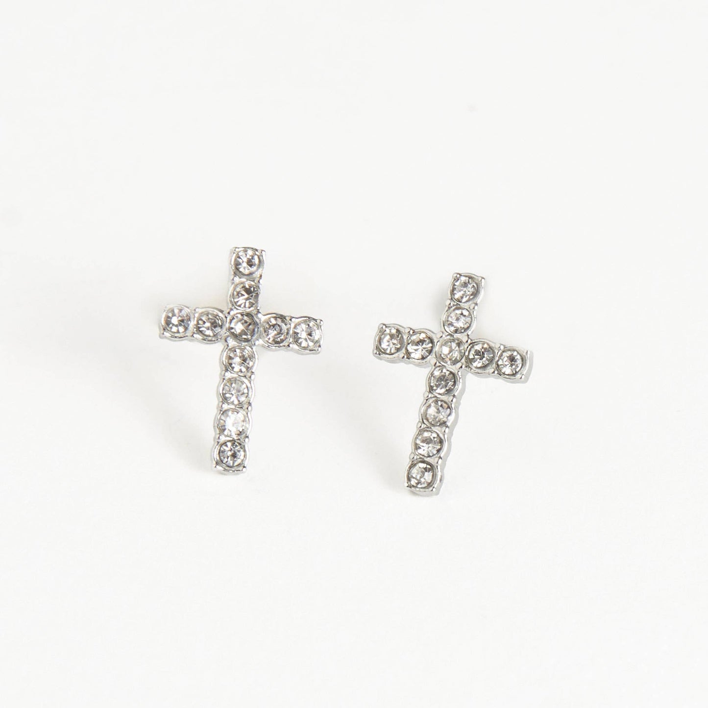 Waterproof Earrings Pave Cross Stud Gold & Steel Narelle