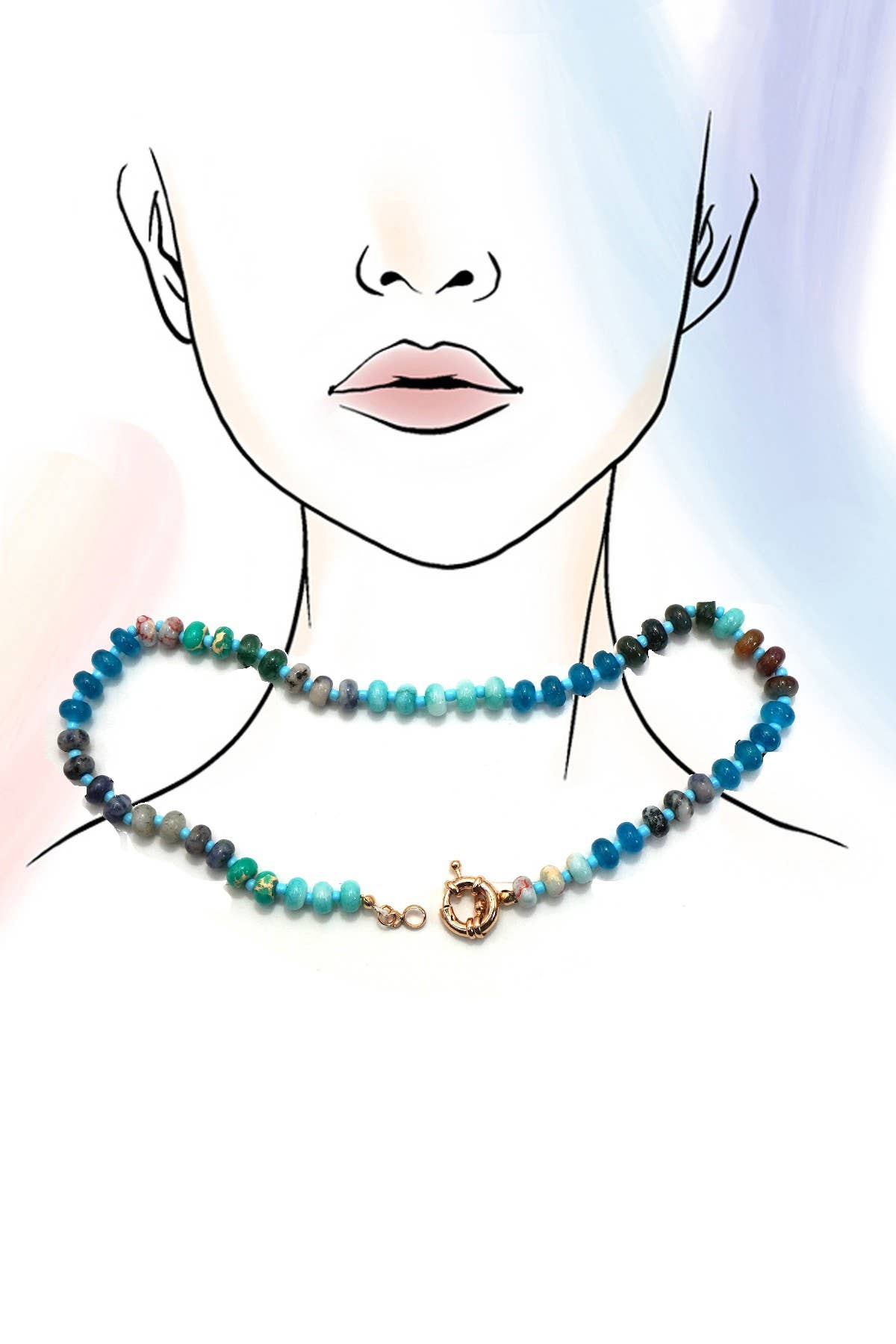 Natural Stone Multi Bead Necklace